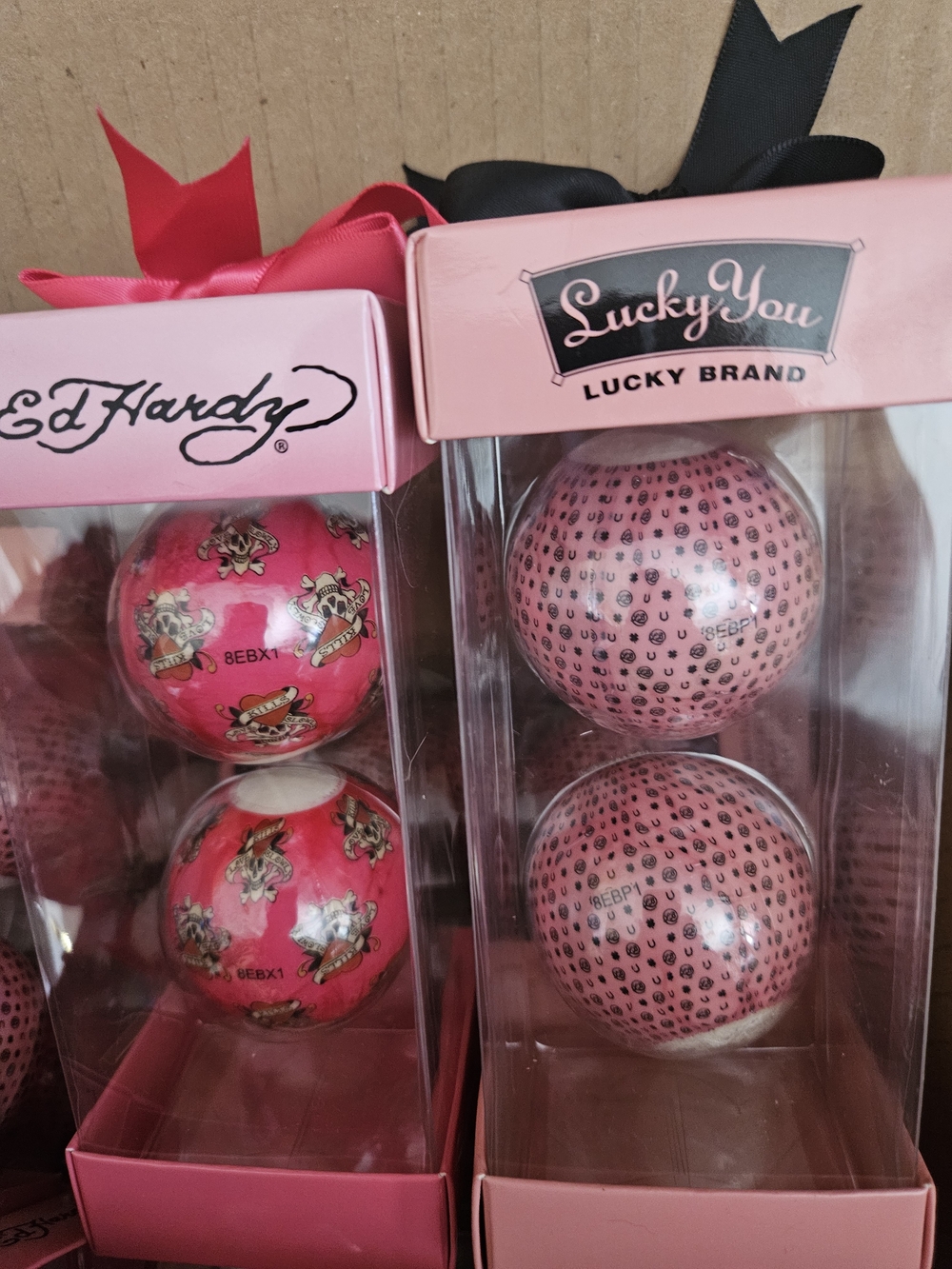 Ed Hardy & Lucky Brand Pink Decorative Holiday Ornament Bath Bombs Set